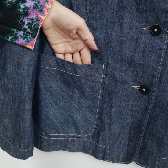 Tea Blazer Womens L Blue Retro Preppy Academia Twee 70's Classic Timeless Casual - Picture 9 of 16